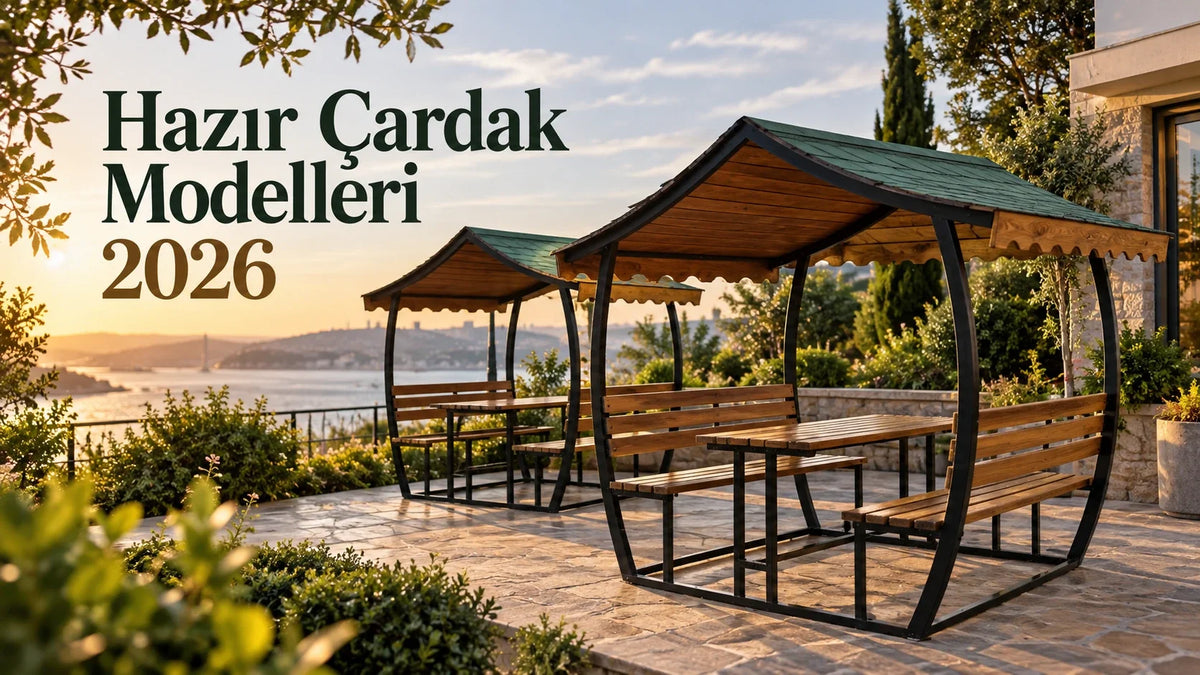 Hazır çardak modelleri 2026 – kurulu teslim Japon çatı ahşap bahçe çardağı
