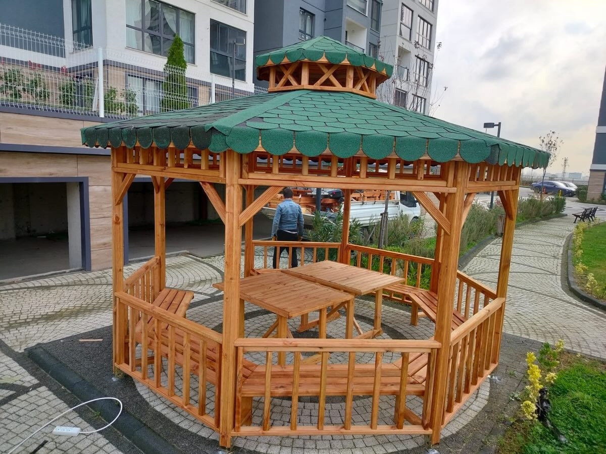 4x4 16m² Sekizgen Kubbe Ahşap Kamelya