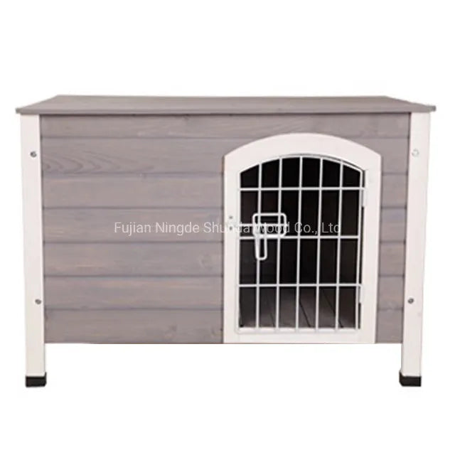 Tel Kapılı Düz Çatılı Ahşap İç Mekân Köpek Evi