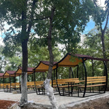 Japon Çatı Ahşap Çardak, 6 Kişilik Bahçe Masası, 200×150×230cmÇardakWoodzanya