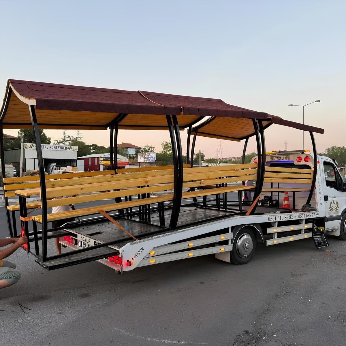 Japon Çatı Ahşap Çardak, 6 Kişilik Bahçe Masası, 200×150×230cmÇardakWoodzanya