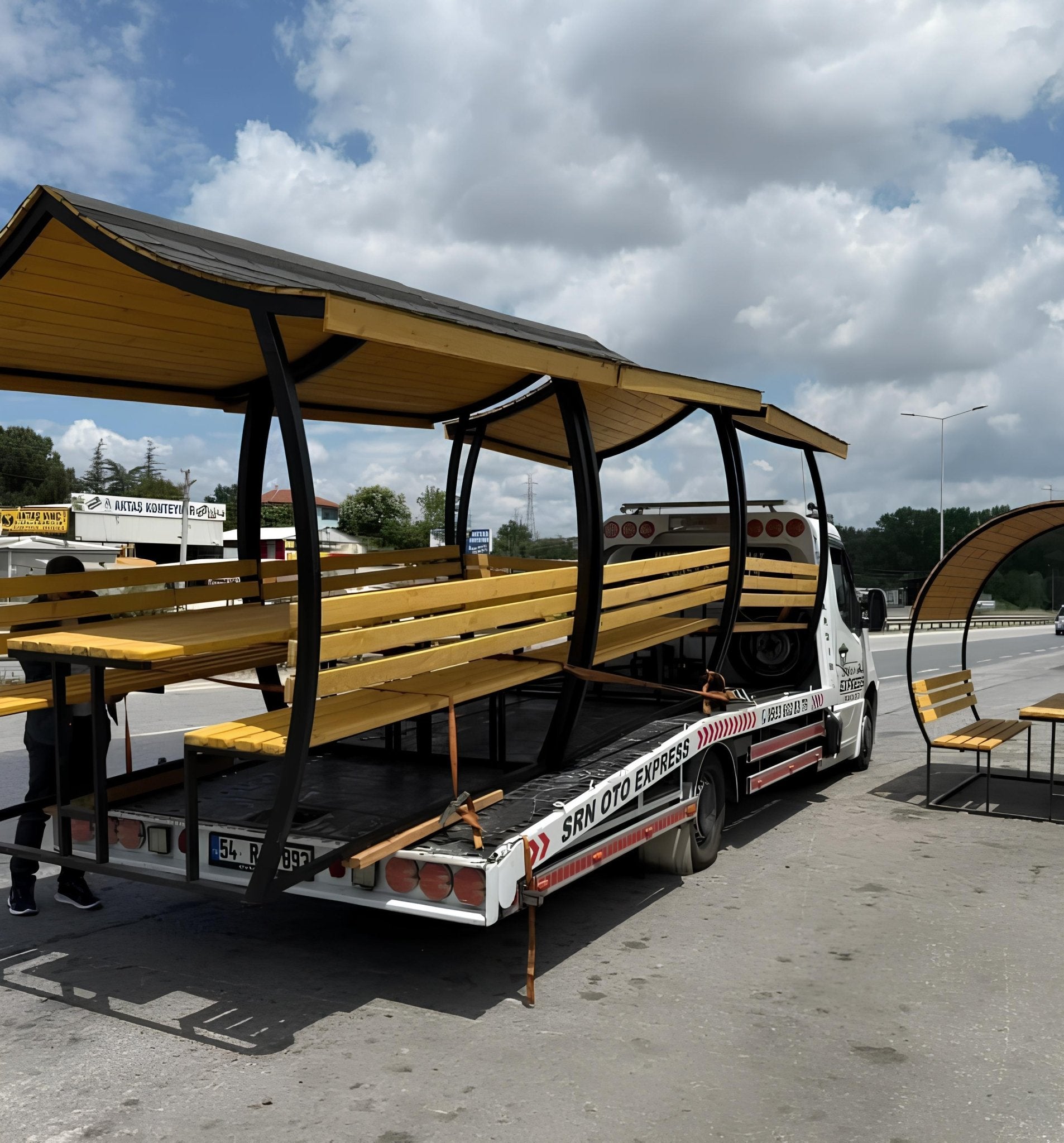 Japon Çatı Ahşap Çardak Kamelya 6 Kişilik Bahçe MasasıÇardakWoodzanya