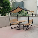 Japon Çatı Ahşap Çardak Kamelya 6 Kişilik Bahçe MasasıÇardakWoodzanya