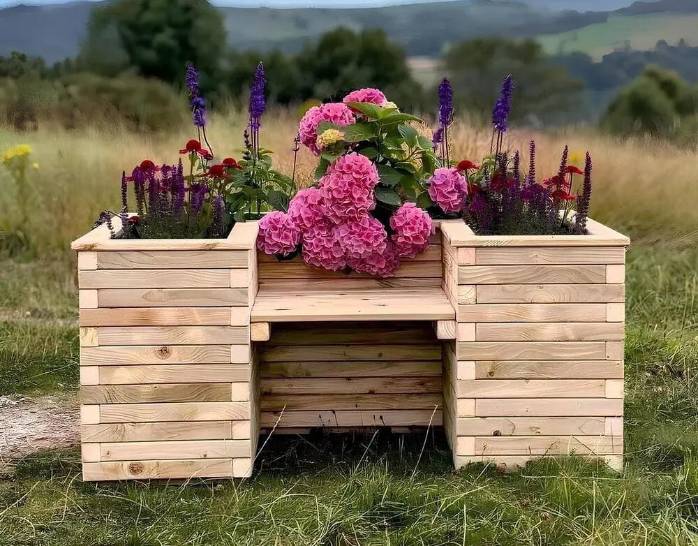 Oturaklı U Şekilli Bahçe Saksısı | Dayanıklı ve Şık TasarımAhşap SaksıWoodzanya