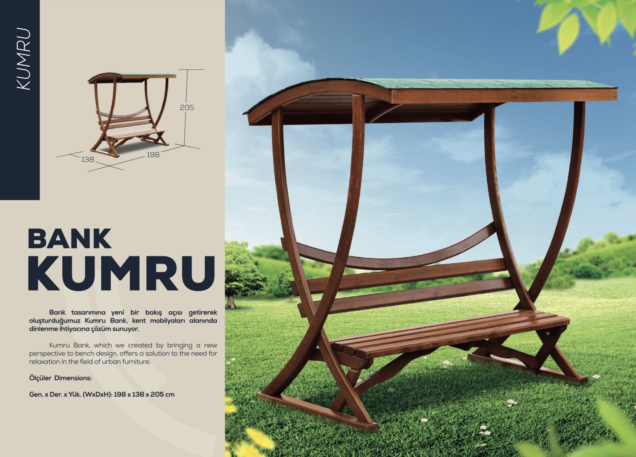 Ahşap Oturma Bankı Çatılı