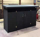 Dayanıklı antrasit bahçe kulübesi, suya dayanıklı düz çatı tasarımı ve geniş saklama alanı