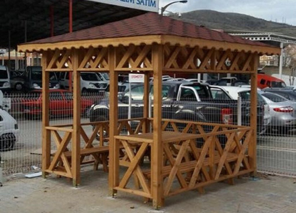 3x3 9m² Masalı Oturma Banklı Ahşap Kamelya WZ-9