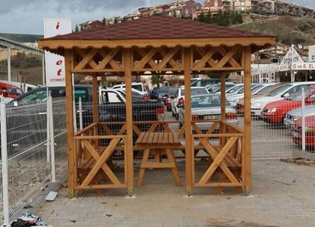 3x3 9m² Masalı Oturma Banklı Ahşap Kamelya WZ-9