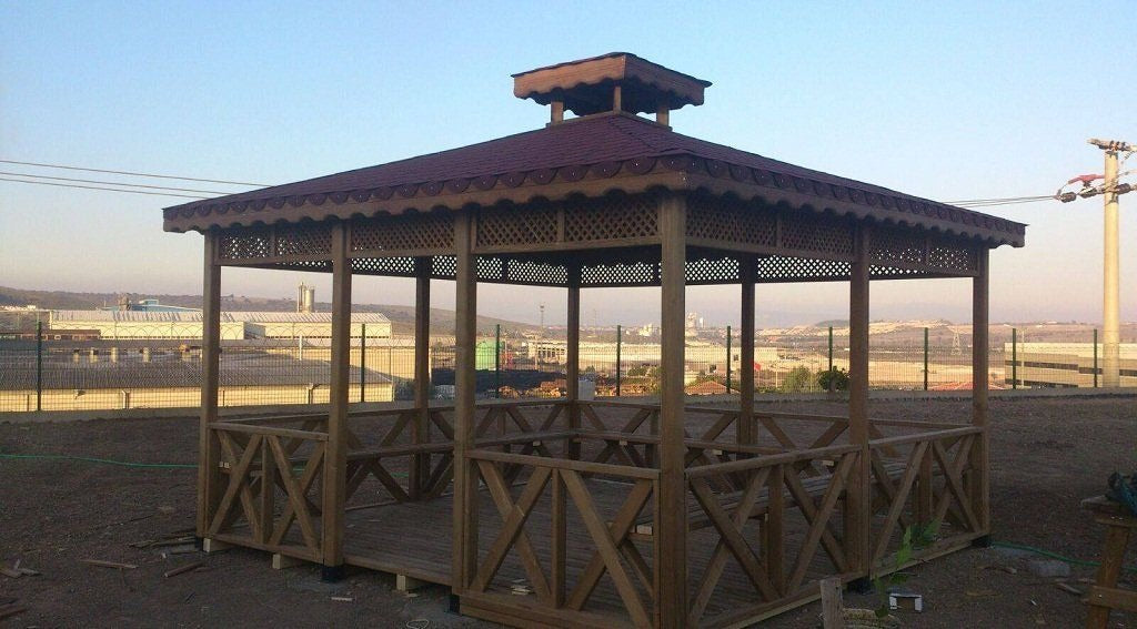 4x4 16m² Zemin Oturma Bankı Dahil Ahşap Kamelya WZ-10