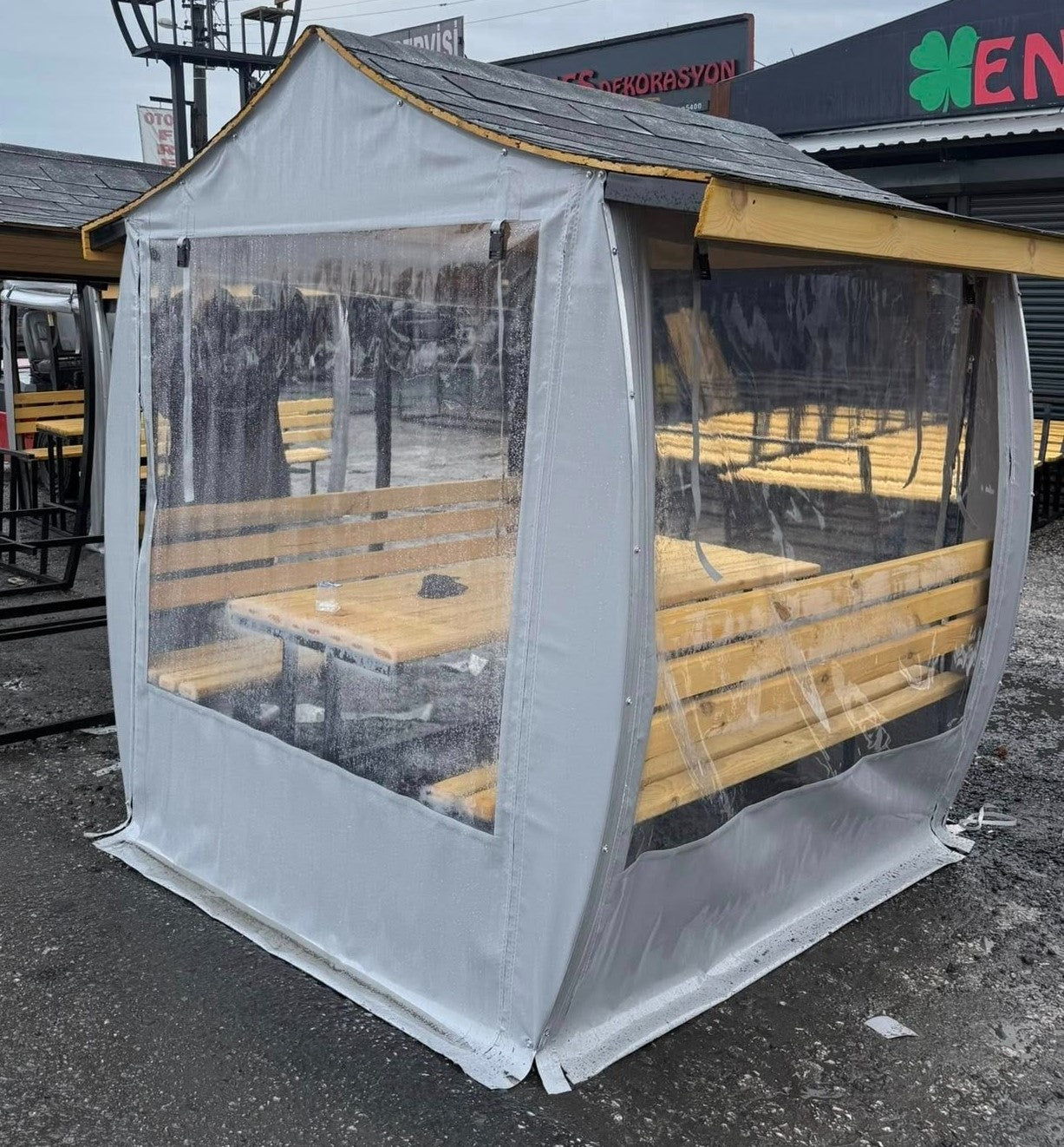 8 Kişilik Brandalı 4 Mevsim Japon Çatı Bahçe Çardak