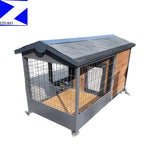 Tekerlekli Kafes Ön Bölümlü Ahşap Metal Köpek Kulübesi