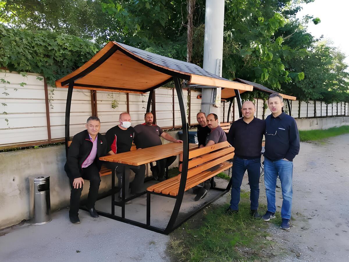 Japon Çatı Ahşap Çardak, 6 Kişilik Bahçe Masası, 200×150×230cmÇardakWoodzanya