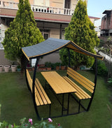 Japon Çatı Ahşap Çardak Kamelya 6 Kişilik Bahçe MasasıÇardakWoodzanya