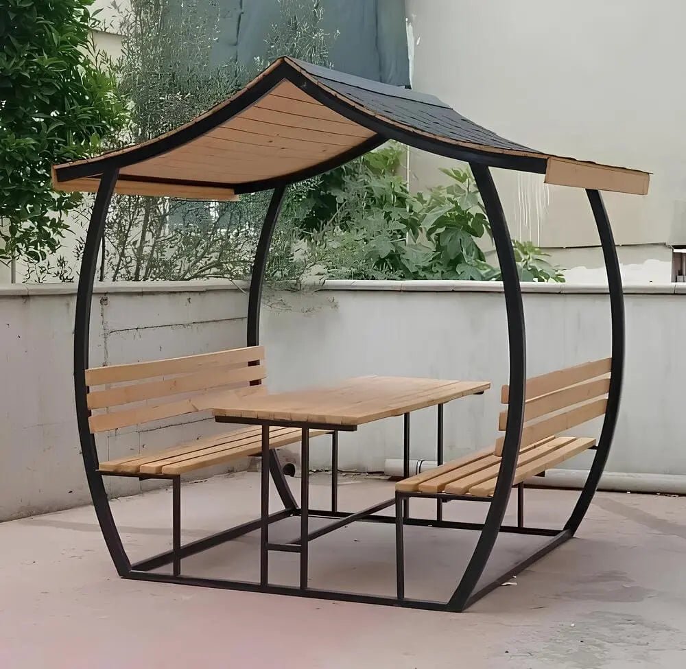 Japon Çatı Ahşap Kamelya Çardak 8 Kişilik Bahçe MasasıÇardakWoodzanya