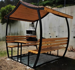 Japon Çatı Ahşap Kamelya Çardak 8 Kişilik Bahçe MasasıÇardakWoodzanya