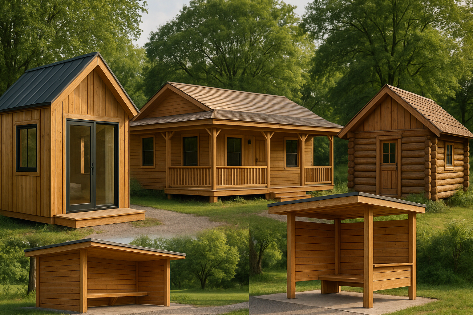 Prefabrik & Özel Yapılar içeren , tiny house, bungalov, ahşap otobüs durağı ahşap kulübe